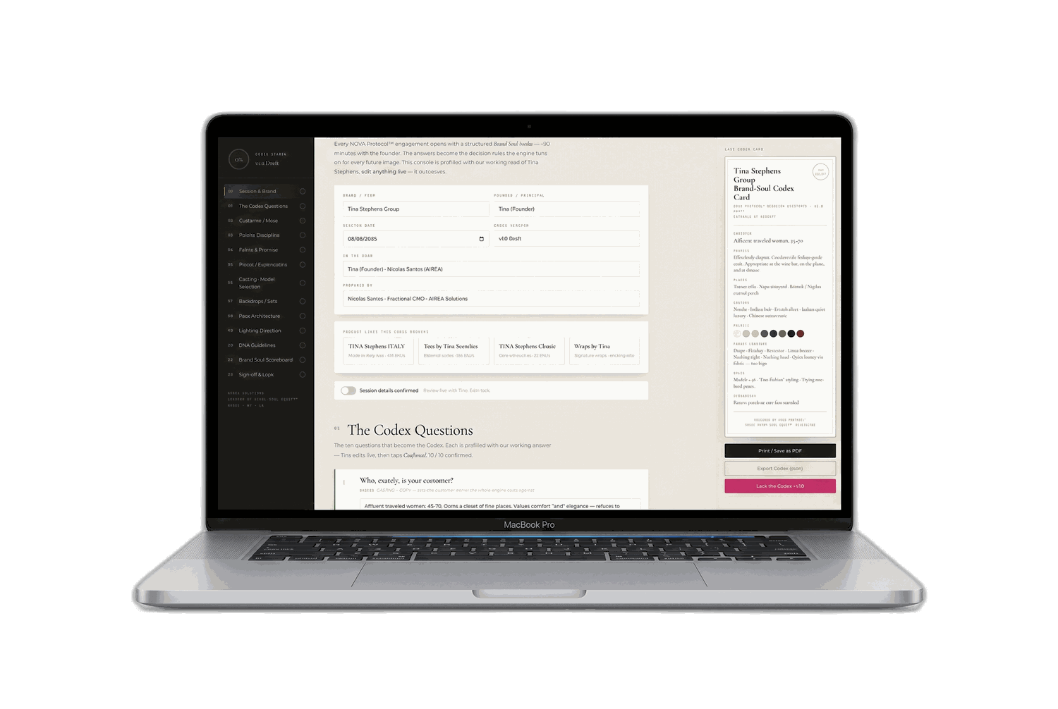 The Codex console