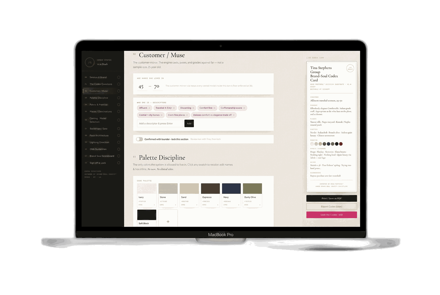 Customer and palette